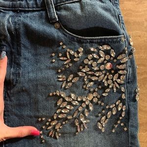 Free People Jean skirt with gorgeous crystals